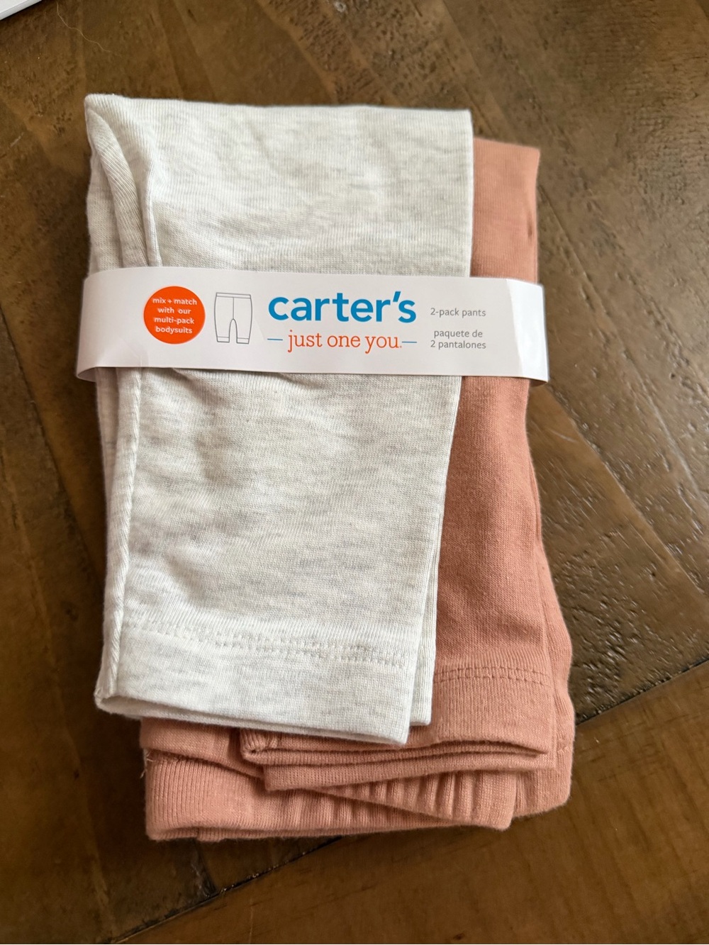 Carters baby toddler unisex grey & tan pants new set of 2 size 12m